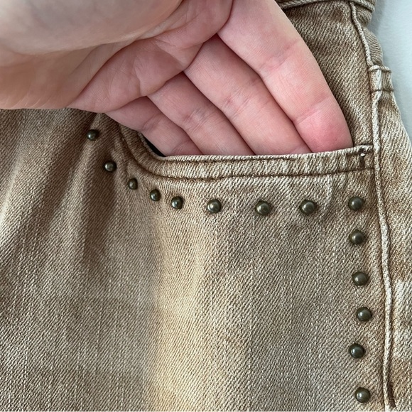 Vtg Y2K Ralph Lauren Studded Denim Jeans Size 14 Petite Tan Boho Western - Picture 3 of 9